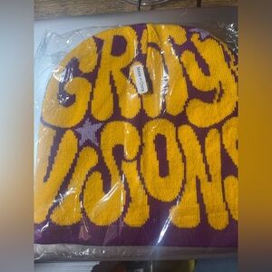 Purple and yellow “GRvTy ViSiONS” Graphic Beanie